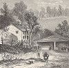 Мост через реку Брендивайн-крик, штат Пенсильвания. Лист из издания "Picturesque America", т.I, Нью-Йорк, 1872.