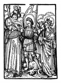 Святой чудотворец. Иллюстрация Ганса Бургкмайра к Taschenbuchlein. Издатель Hans Otmar, Аугсбург, 1510