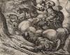 Адонис умирает от удара клыка вепря. Гравировал Антонио Темпеста для своей знаменитой серии "Метаморфозы" Овидия, л.98. Амстердам, 1606