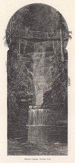 Каскад водопадов Занавес, ущелье Гавана, штат Нью-Йорк. Лист из издания "Picturesque America", т.I, Нью-Йорк, 1872.