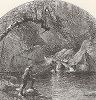 Рыбалка в заводи Эмеральд, река Пибоди-ривер, Белые горы, штат Нью-Гемпшир. Лист из издания "Picturesque America", т.I, Нью-Йорк, 1872.