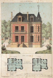 Эскиз загородного дома в стиле эпохи Людовика XIII (из популярного у парижских архитекторов 1880-х Nouvelles maisons de campagne...)