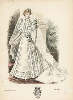 Свадебное платье из журнала La Mode de Style, выпуск № 40, 1896 год.