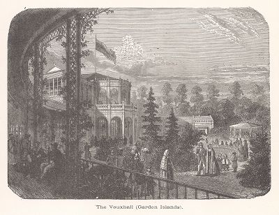 Санкт-Петербург. Вокзал на одном из островов. Ксилография из издания "Voyages and Travels", Бостон, 1887 год
