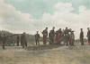 Расчёт французской полевой артиллерии на учебных стрельбах. L'Album militaire. Livraison №6. Artillerie à pied. Париж, 1890