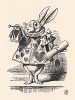Белый Кролик трижды протрубил в трубу (иллюстрация Джона Тенниела к книге Льюиса Кэрролла «Алиса в Стране Чудес», выпущенной в Лондоне в 1870 году)