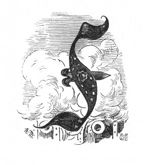 Инициал (буквица) F, предваряющий главу "Первые громы войны" книги Франца Кюглера "История Фридриха Великого". Рисовал Адольф Менцель. Лейпциг, 1842