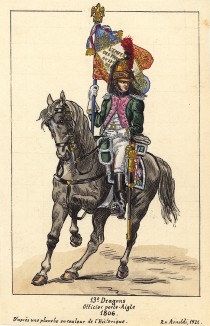 1806 г. Офицер со знаменем 13-го драгунского полка французской армии. Коллекция Роберта фон Арнольди. Германия, 1911-28