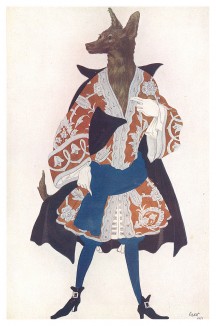 Le loup. Волк. Леон Бакст, эскиз костюма для балета "Спящая красавица". L'œuvre de Léon Bakst pour "La Belle au bois dormant", л.XXII. Париж, 1922