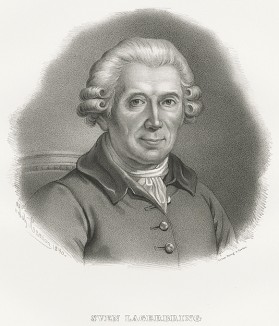 Свен Лагербринг (24 февраля 1707 - 5 декабря 1787), историк, секретарь академии в Лунде (1741). Galleri af Utmarkta Svenska larde Mitterhetsidkare orh Konstnarer. Стокгольм, 1842